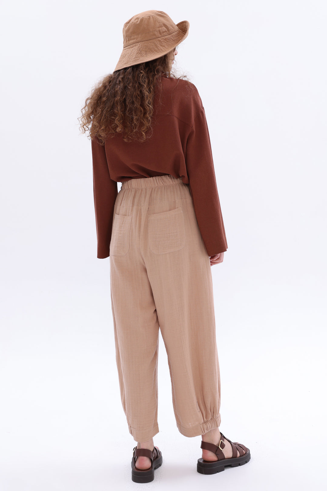 TLD Women Allday Beige Wide-Leg Elasticated Trousers - Diamond Bar