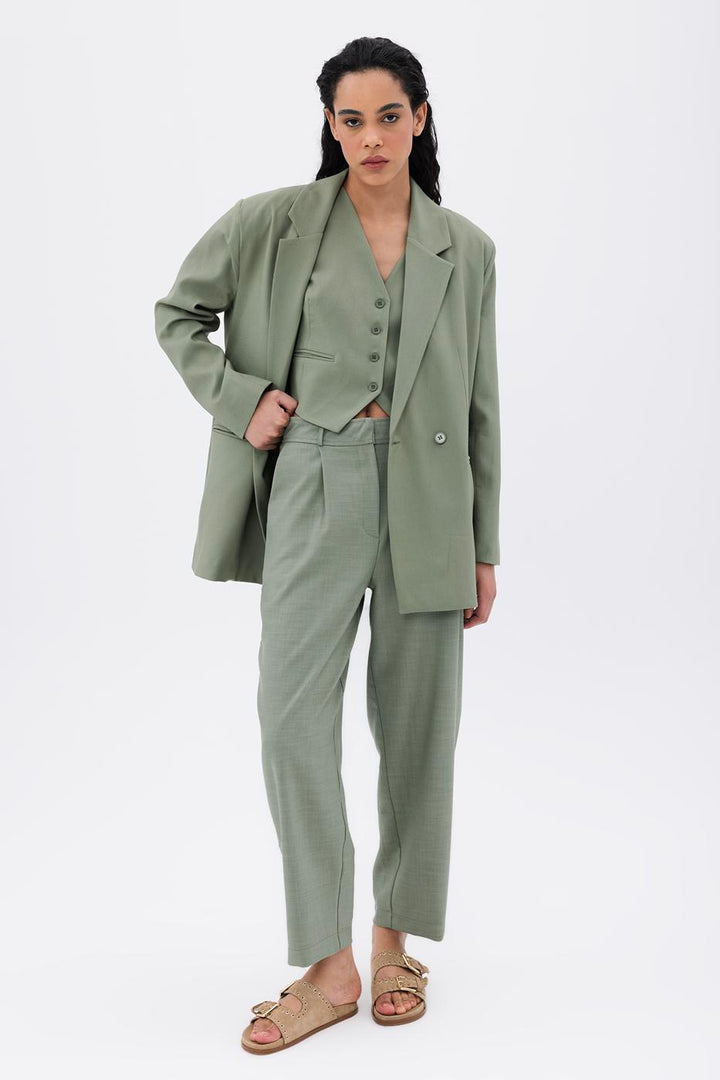 BSL Women Pleated Carrot Trousers - Keratsíni
