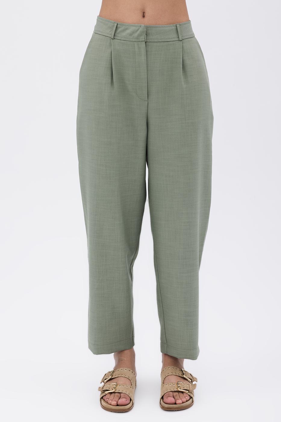 BSL Women Pleated Carrot Trousers - Keratsíni