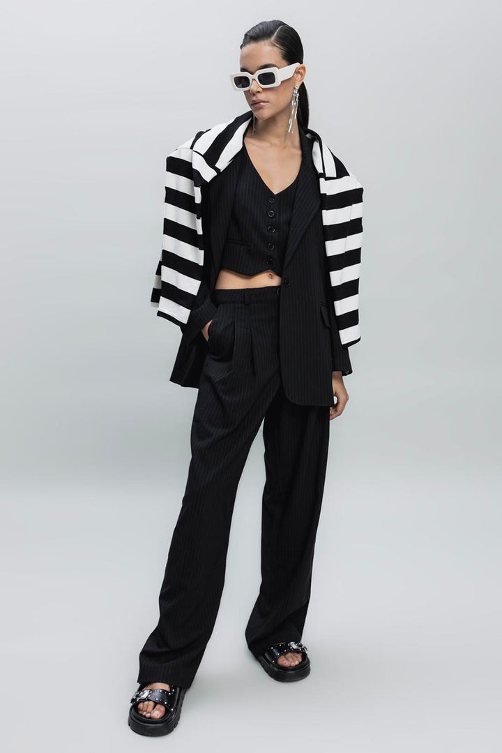 BSL Women Pleated Fabric Trousers - Santa Maria