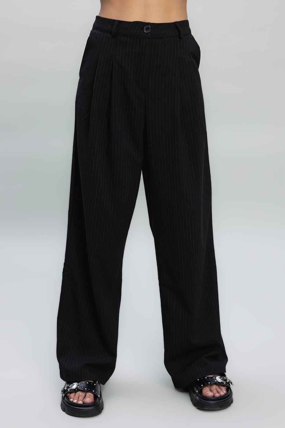 BSL Women Pleated Fabric Trousers - Santa Maria