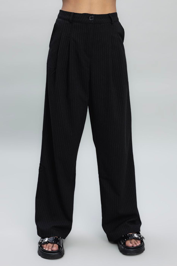 BSL Women Pleated Fabric Trousers - Santa Maria