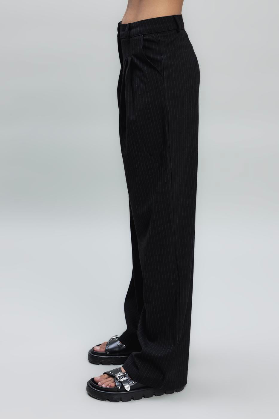 BSL Women Pleated Fabric Trousers - Santa Maria