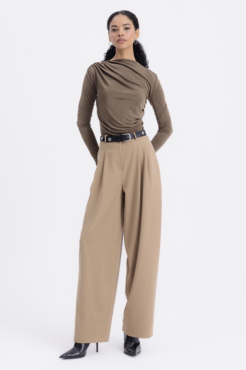 BSL Women Pleated Fabric Trousers - Mislata