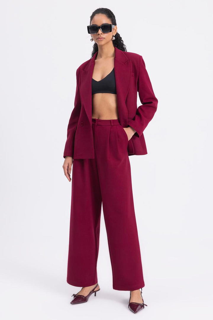 BSL Women Pleated Fabric Trousers - Minden