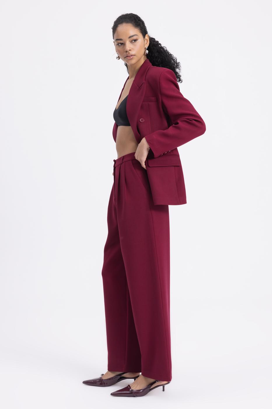 BSL Women Pleated Fabric Trousers - Minden