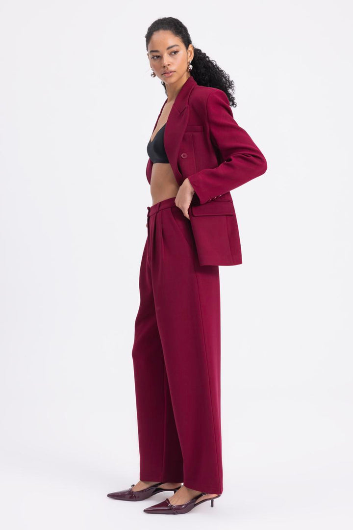 BSL Women Pleated Fabric Trousers - Minden