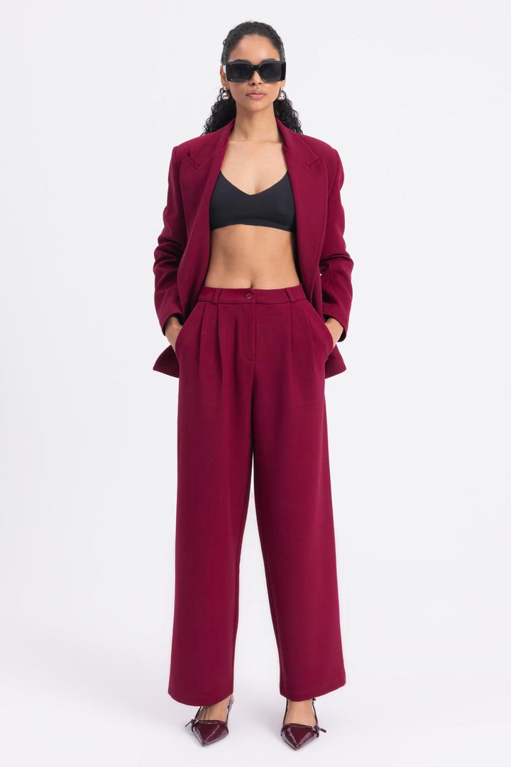 BSL Women Pleated Fabric Trousers - Minden