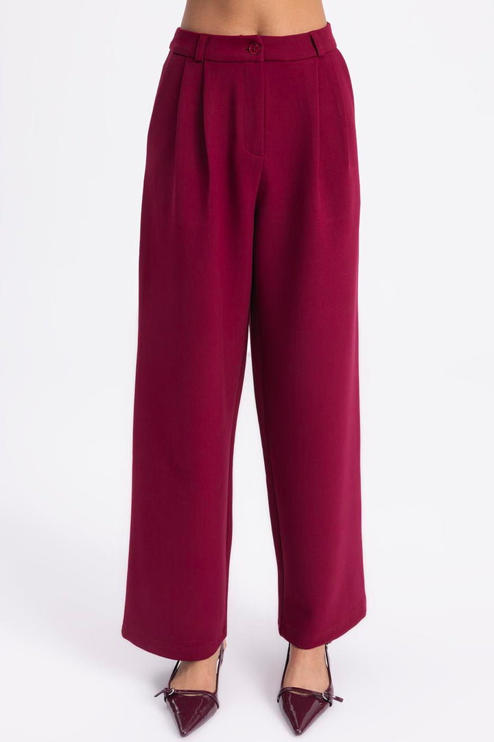 BSL Women Pleated Fabric Trousers - Minden