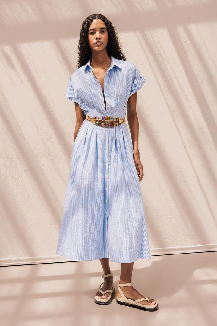 BSL Women Pleated Midi Length Shirt Dress - Zaventem