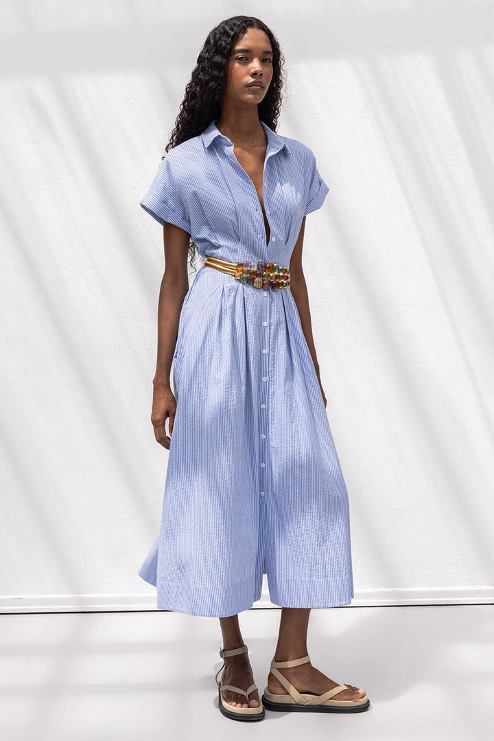 BSL Women Pleated Midi Length Shirt Dress - Zaventem