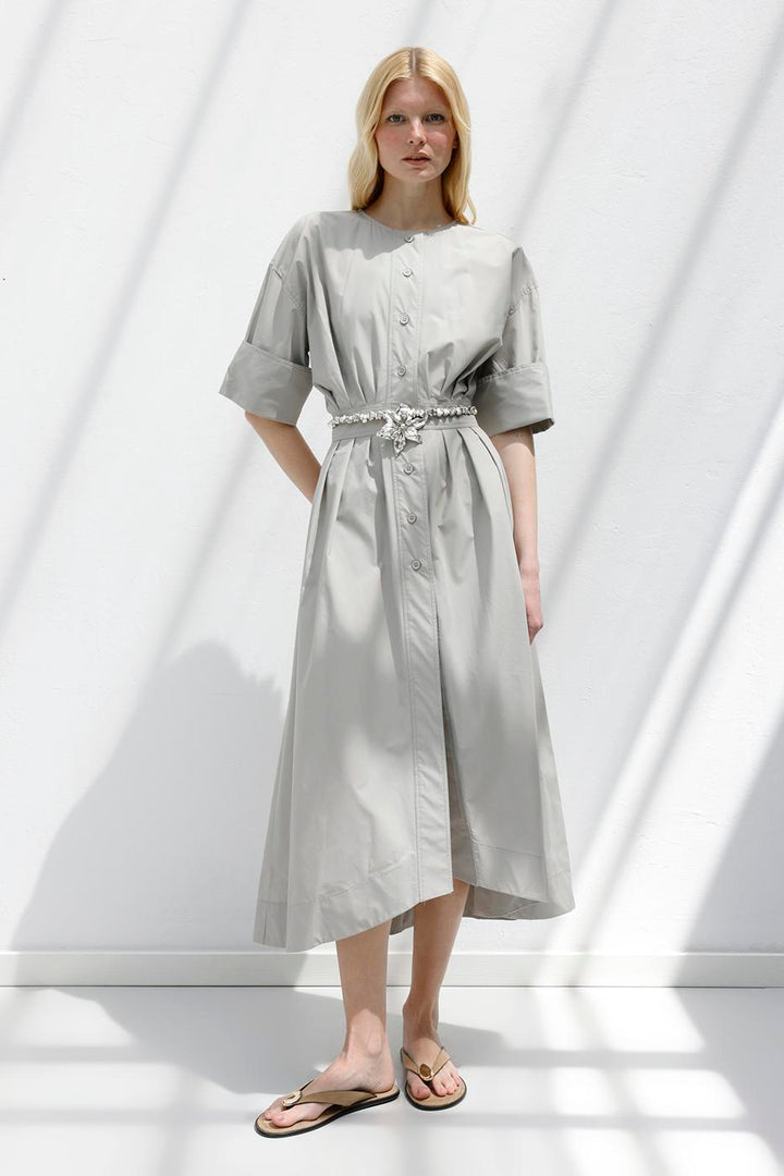 BSL Women Pleated Midi Shirt Dress - Maisons-Alfort