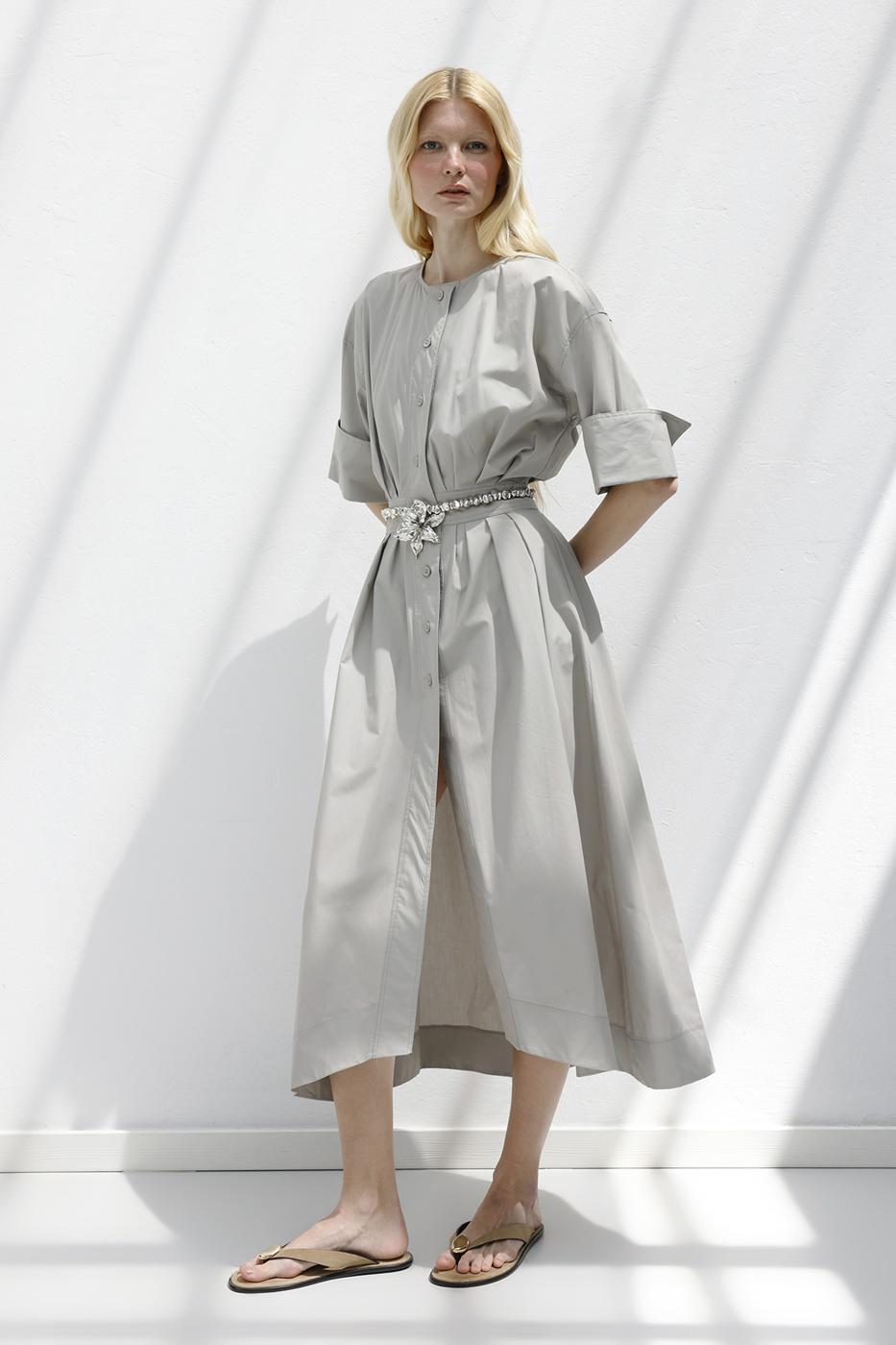 BSL Women Pleated Midi Shirt Dress - Maisons-Alfort