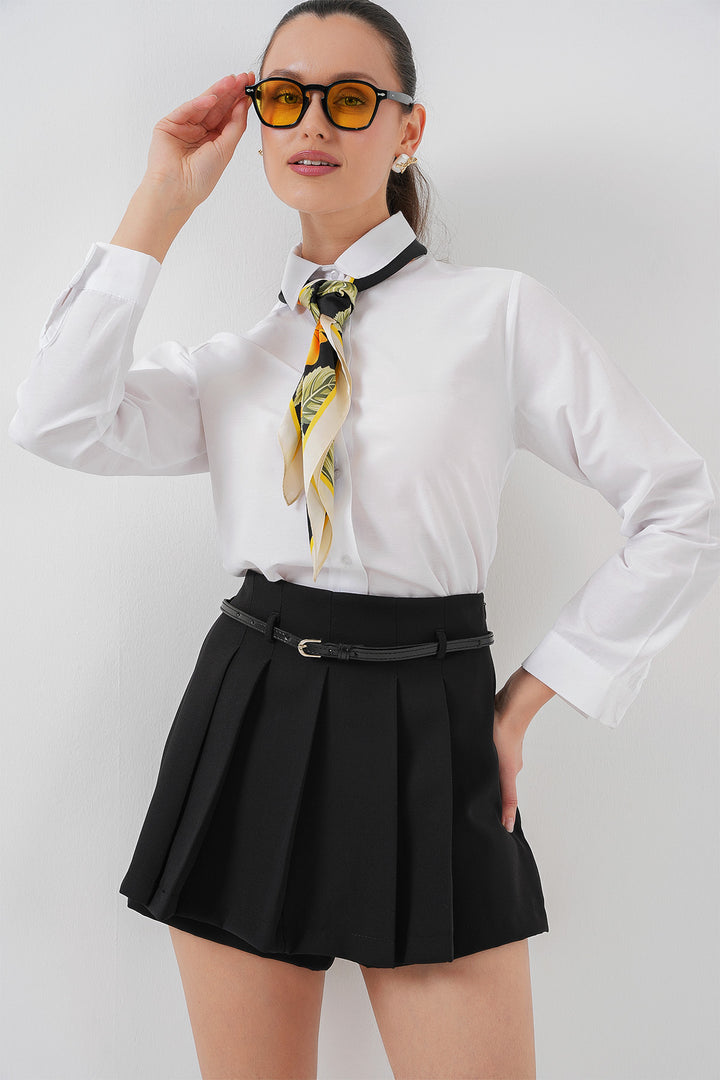 BGD Women Pleated Mini Shorts Skirt 5336 - Black - Montpellier