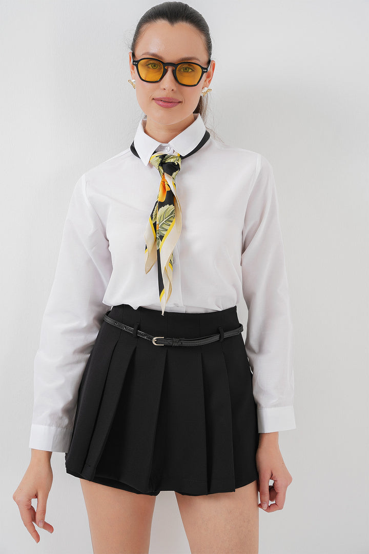 BGD Women Pleated Mini Shorts Skirt 5336 - Black - Montpellier