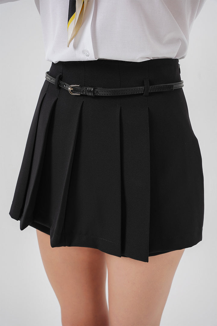BGD Women Pleated Mini Shorts Skirt 5336 - Black - Montpellier