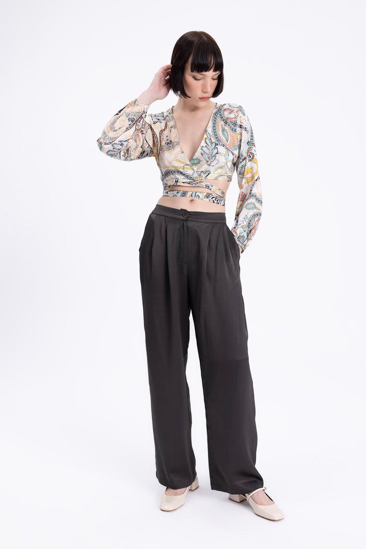 BSL Women Pleated Satin Pants - Mansfield