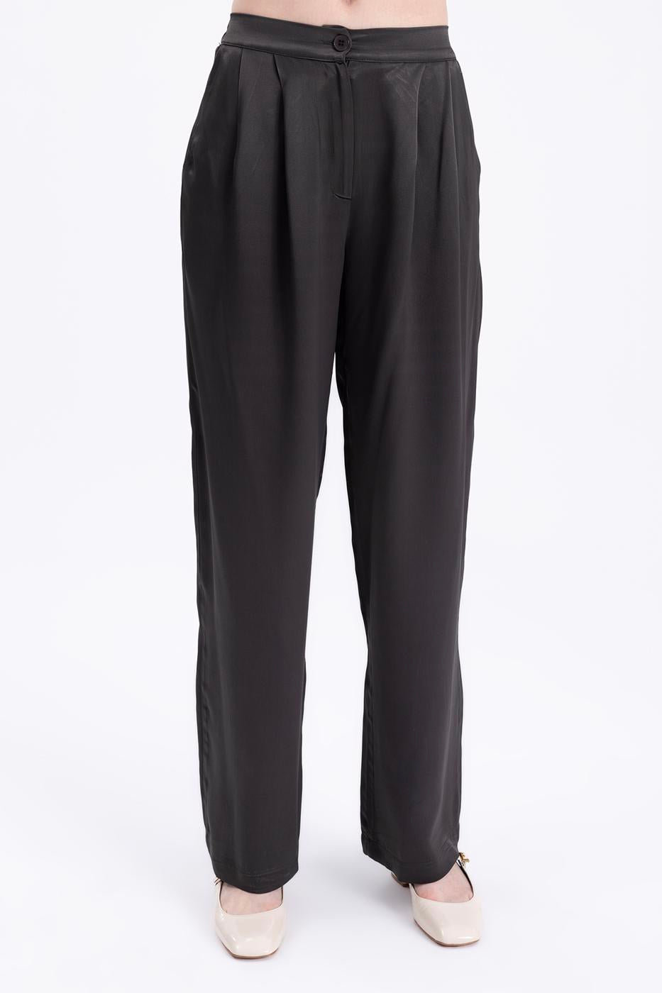 BSL Women Pleated Satin Pants - Mansfield