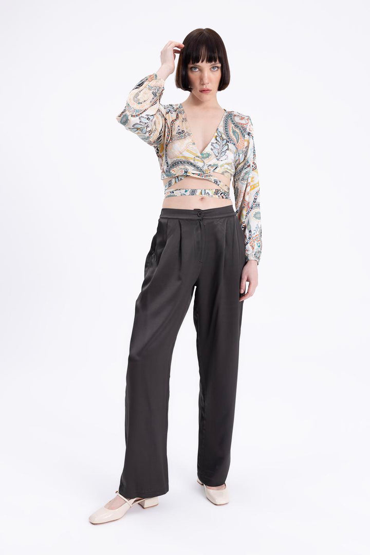 BSL Women Pleated Satin Pants - Mansfield