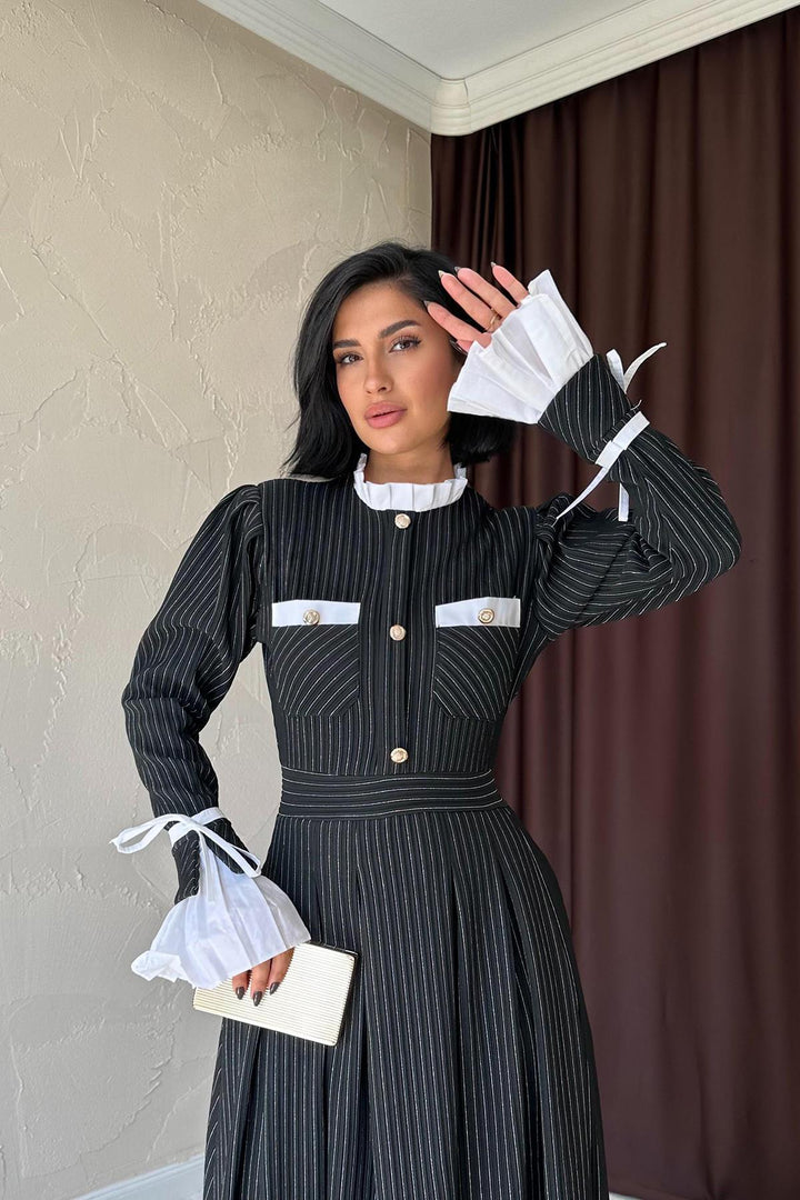 ELS فستان بيليس بتفاصيل - أسود - سالزبورغ