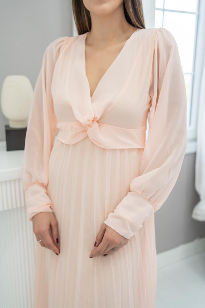 ELS Pleated Chiffon Dress - Salmon - Kalamazoo