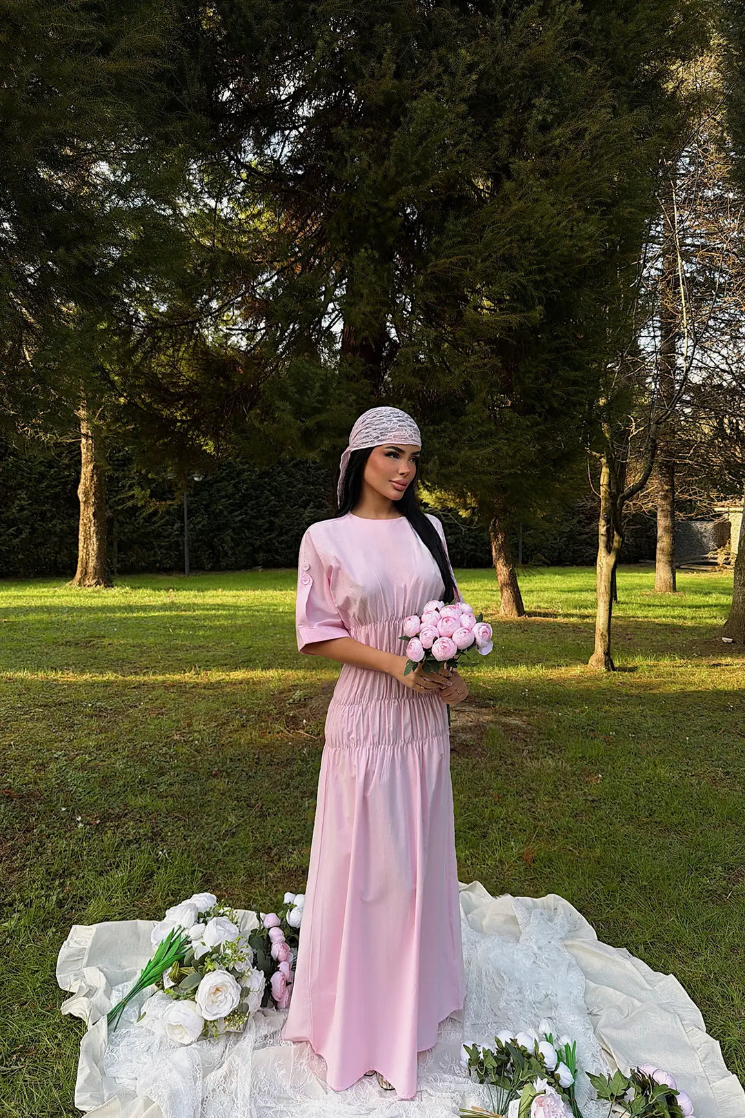 EYY Women Pink Flounce Long Dress - Tamazunchale