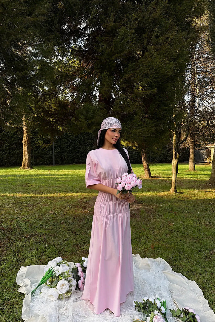 EYY Women Pink Flounce Long Dress - Tamazunchale