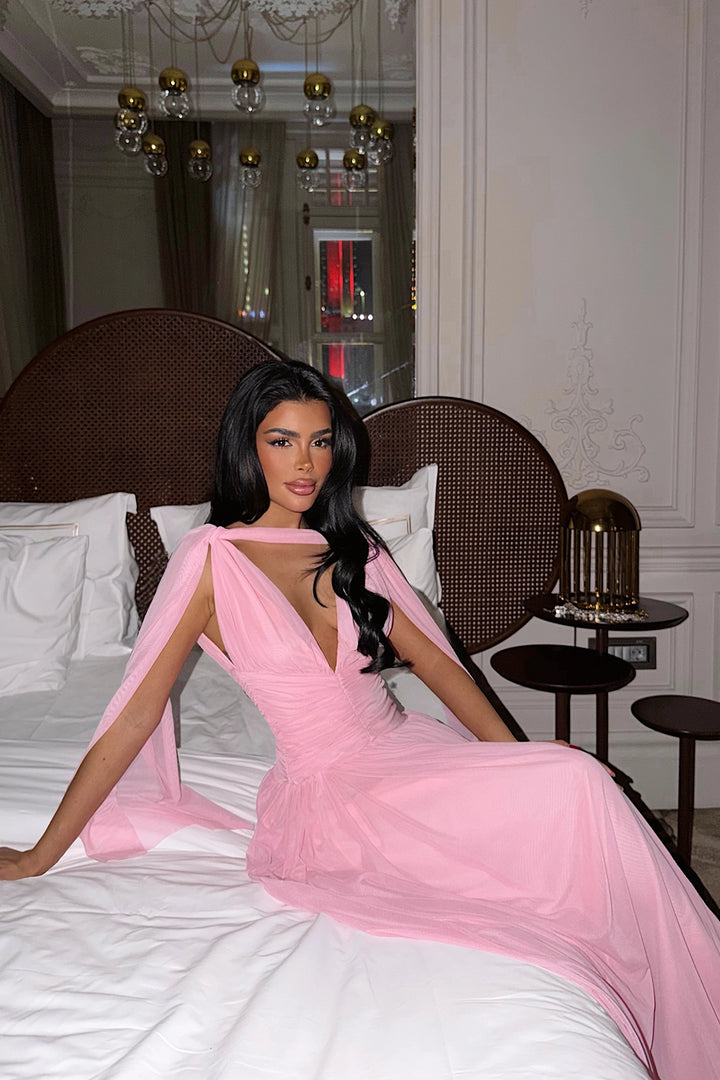 EYY Women Pink Gathered Detail Dress - Halesowen