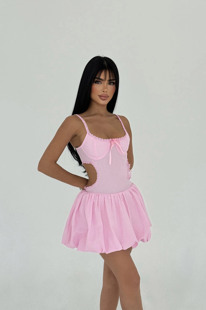 EYY Women Pembe Askılı Mini Elbise - Albi