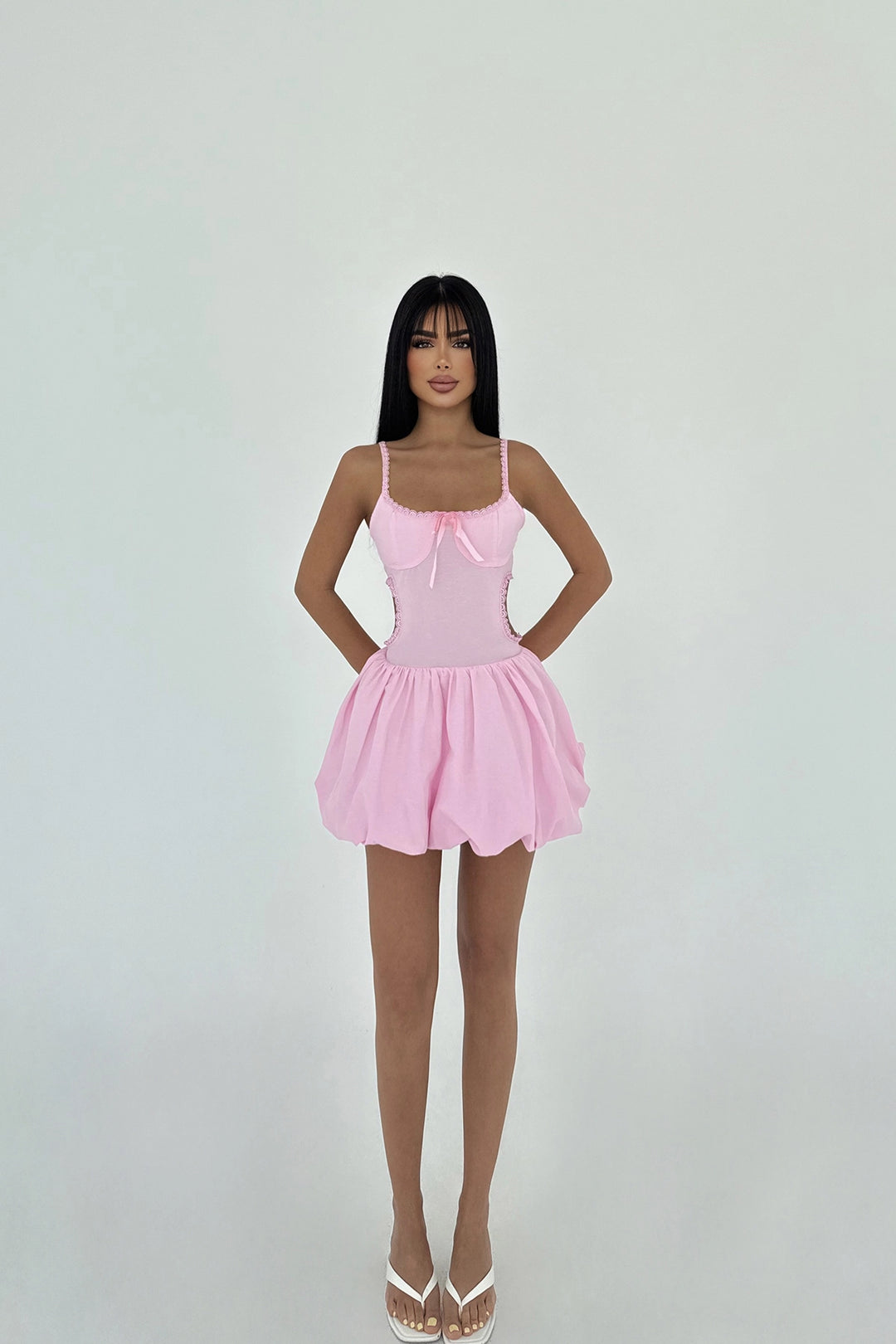 EYY Women Pembe Askılı Mini Elbise - Albi