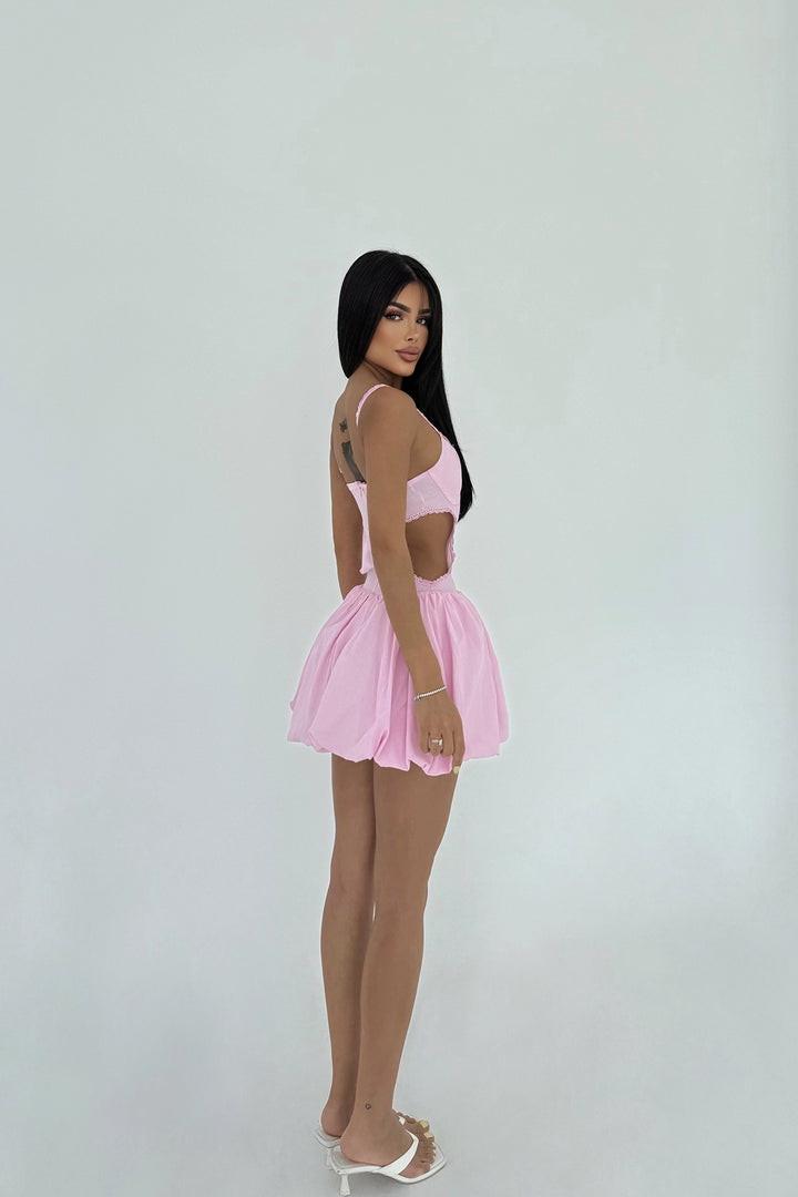 EYY Women Pembe Askılı Mini Elbise - Albi