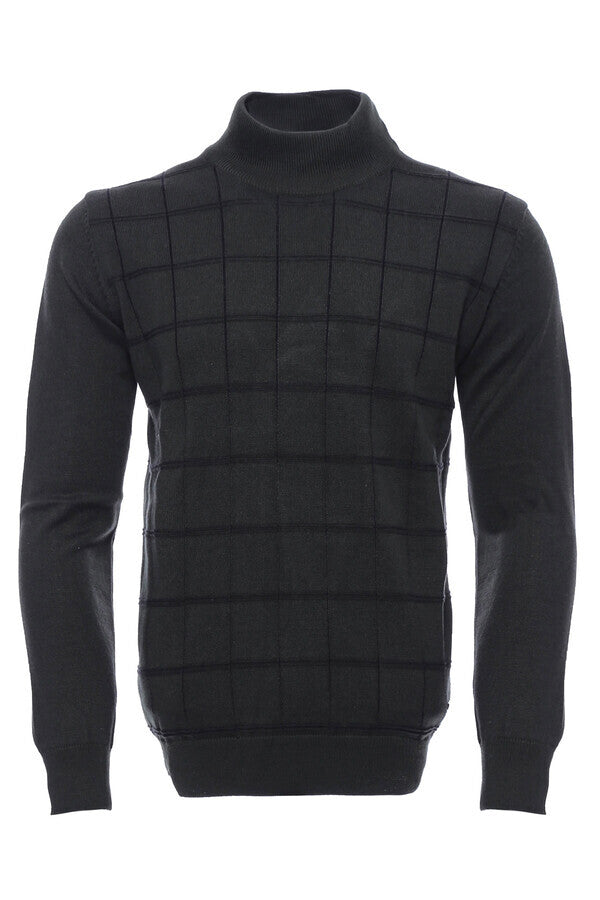 WSS Plaid Half Turtleneck Green Sweater  - Kobryn