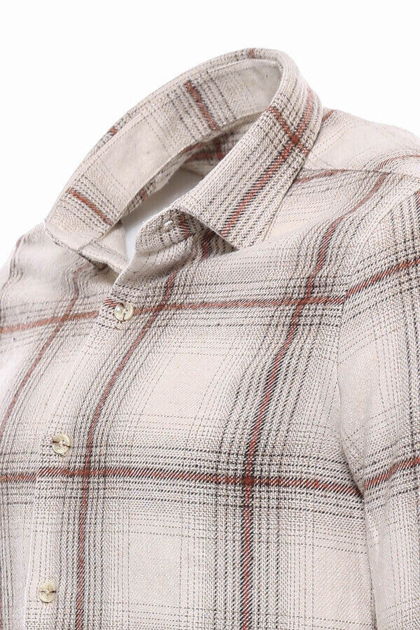 WSS Plaid Light Brown Men Lumberjack Shirt  - Roermond