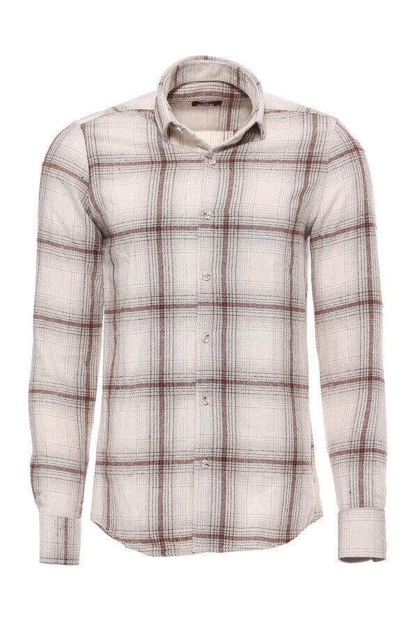 WSS Plaid Light Brown Men Lumberjack Shirt  - Roermond