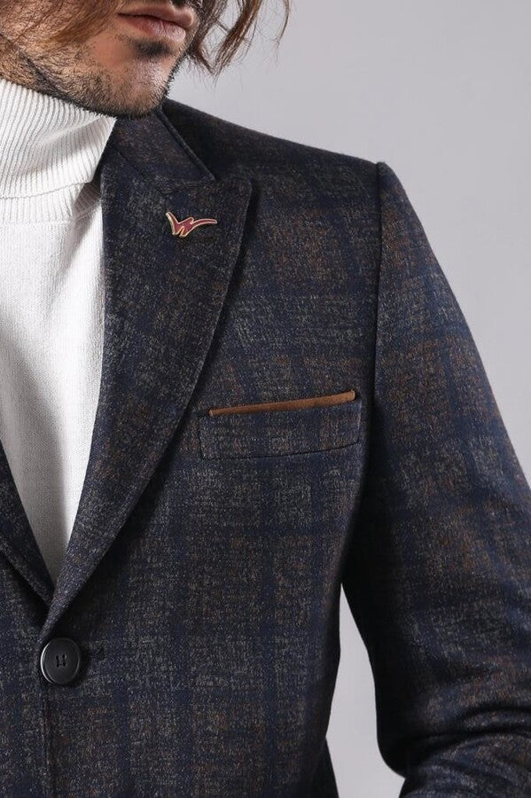 WSS Plaid Over Knee Smoked Men Coat  - Puerto del Rosario