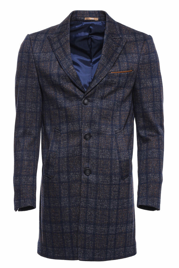 WSS Plaid Over Knee Smoked Men Coat  - Puerto del Rosario