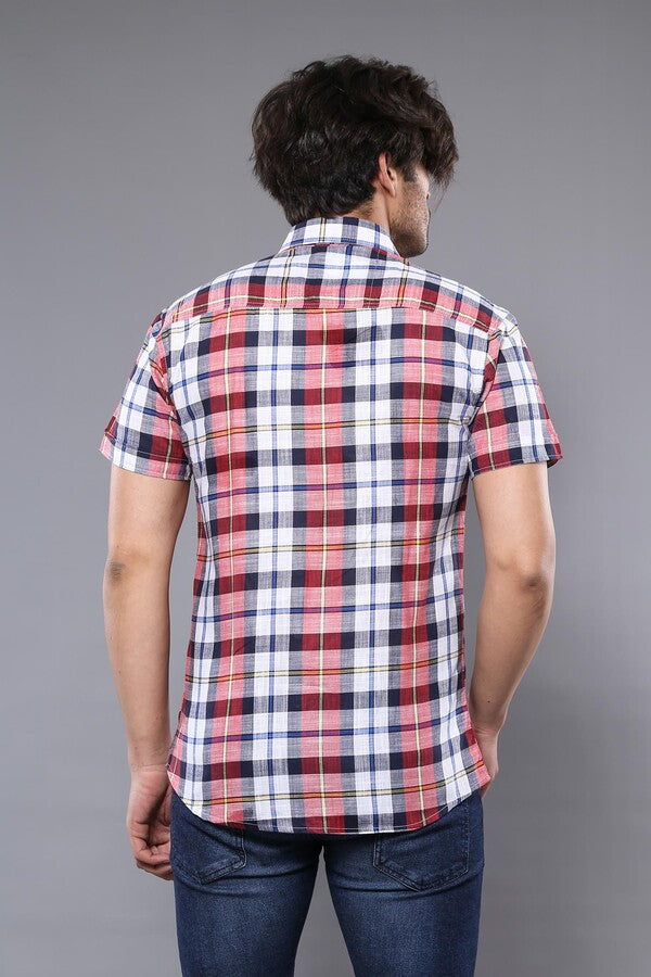 WSS Checked Patterned Short Sleeve Men Shirt  - Darlington