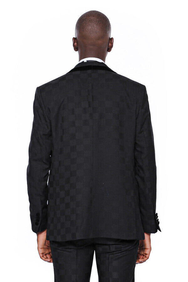 WSS Plaid Slim Fit Black Men Tuxedo   - Orléans