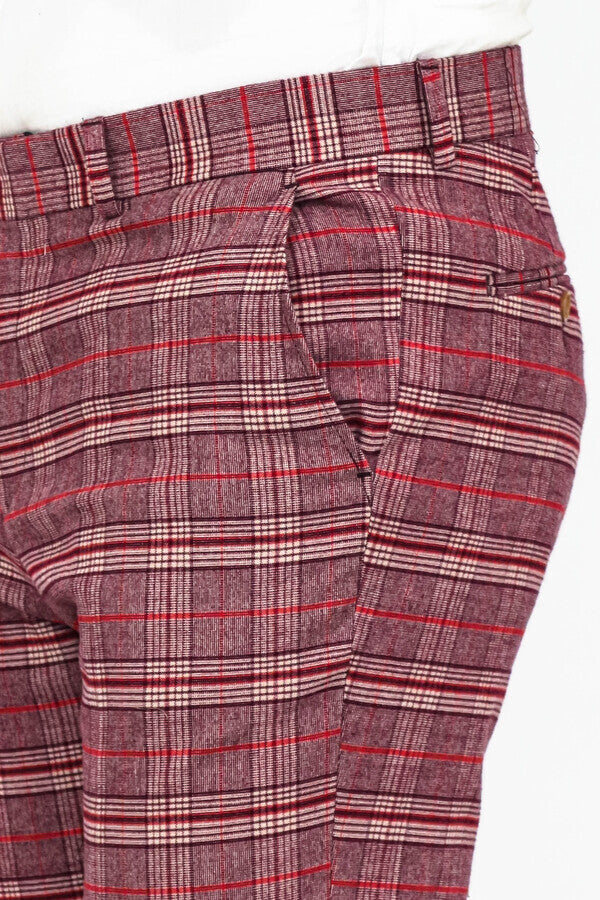 WSS Plaid Slim Fit Burgundy Men Pants  - San José del Rincón Centro