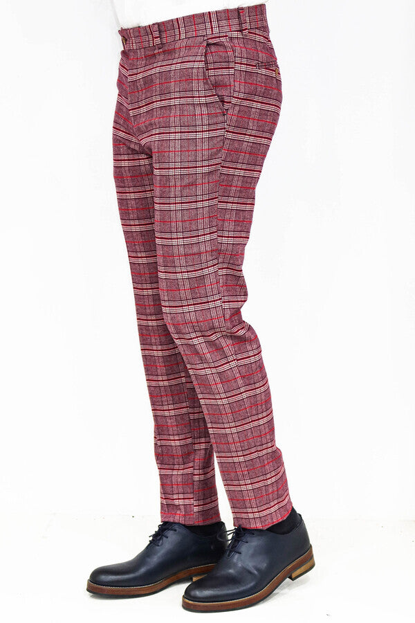 WSS Plaid Slim Fit Burgundy Men Pants  - San José del Rincón Centro