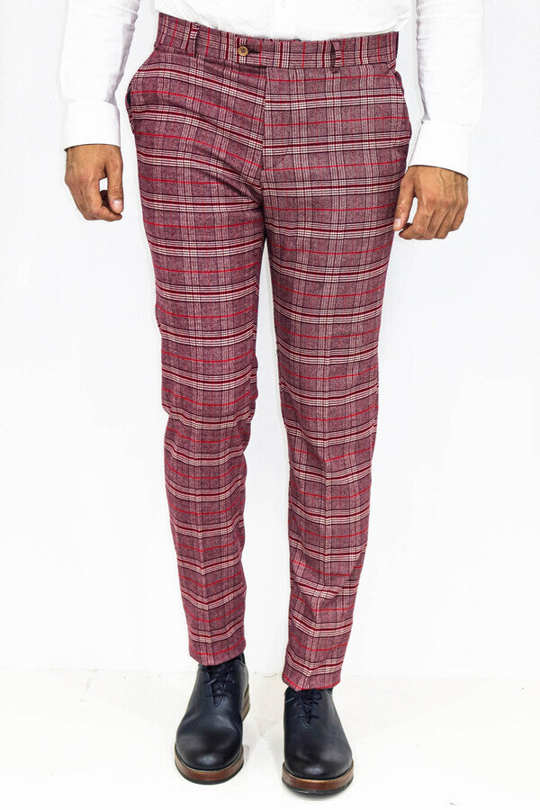 WSS Plaid Slim Fit Burgundy Men Pants  - San José del Rincón Centro