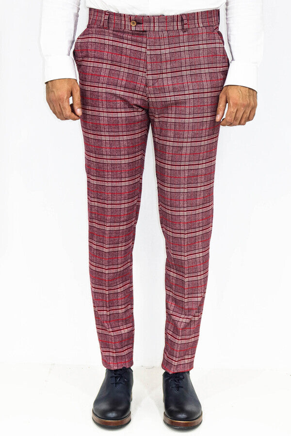 WSS Plaid Slim Fit Burgundy Men Pants  - San José del Rincón Centro