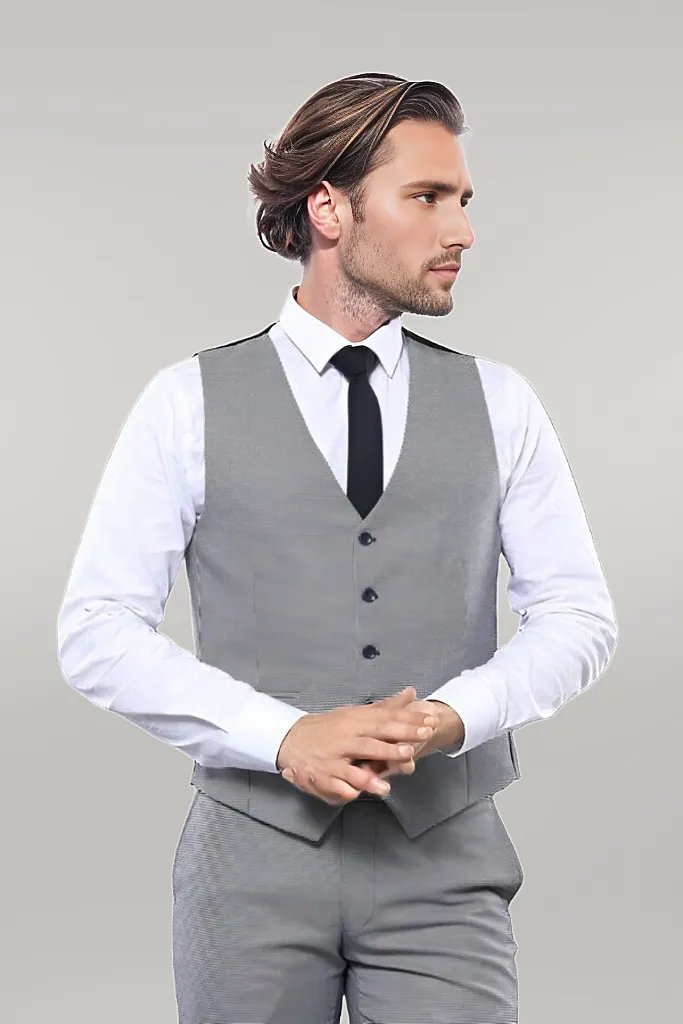 WSS Plaid Slim-Fit Light Blue Men Suit  - Singen