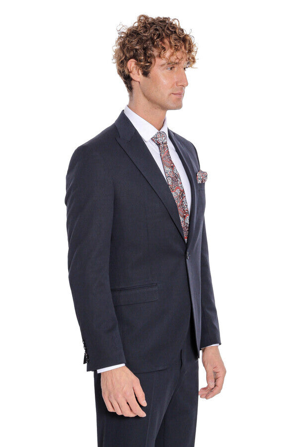WSS Plain 2 Piece Slim Fit Dark Blue Men Suit  - Benidorm