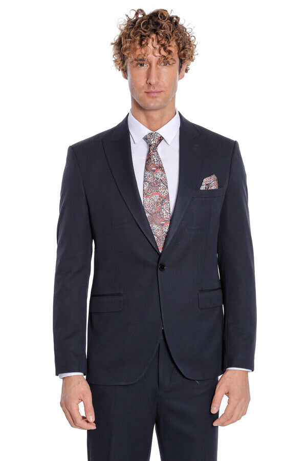 WSS Plain 2 Piece Slim Fit Dark Blue Men Suit  - Benidorm