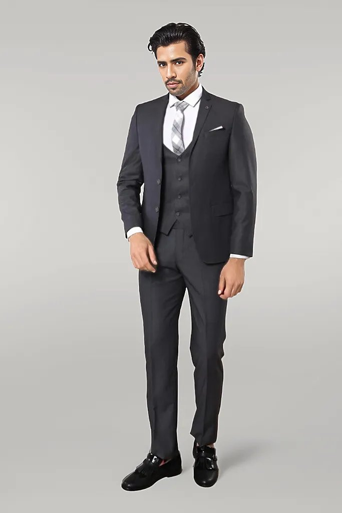 WSS Plain Vested Anthracite Men's Suit  - Singen
