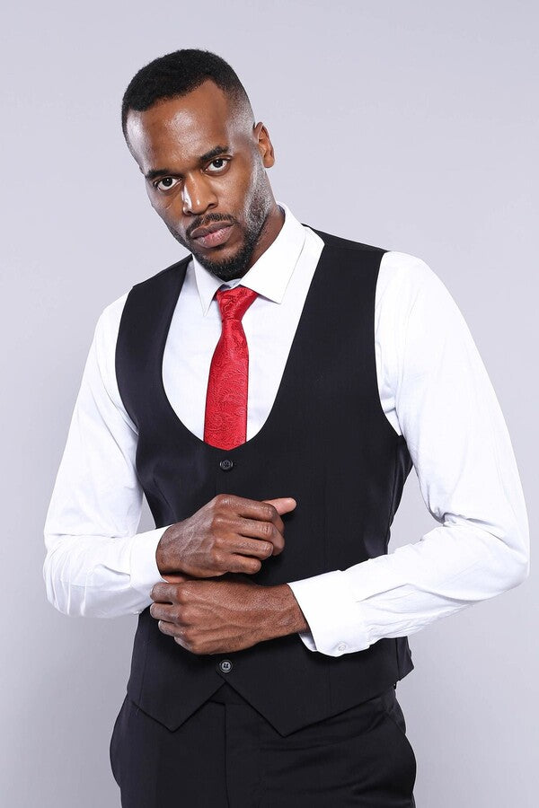 WSS Plain Black 3-Piece Men's Suit  - Norfolk