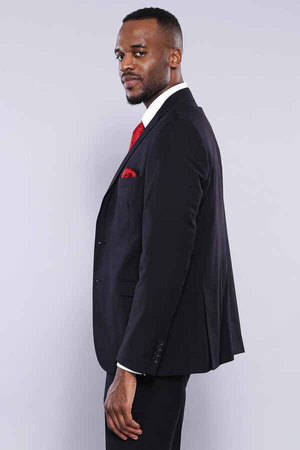 WSS Plain Black 3-Piece Men's Suit  - Norfolk