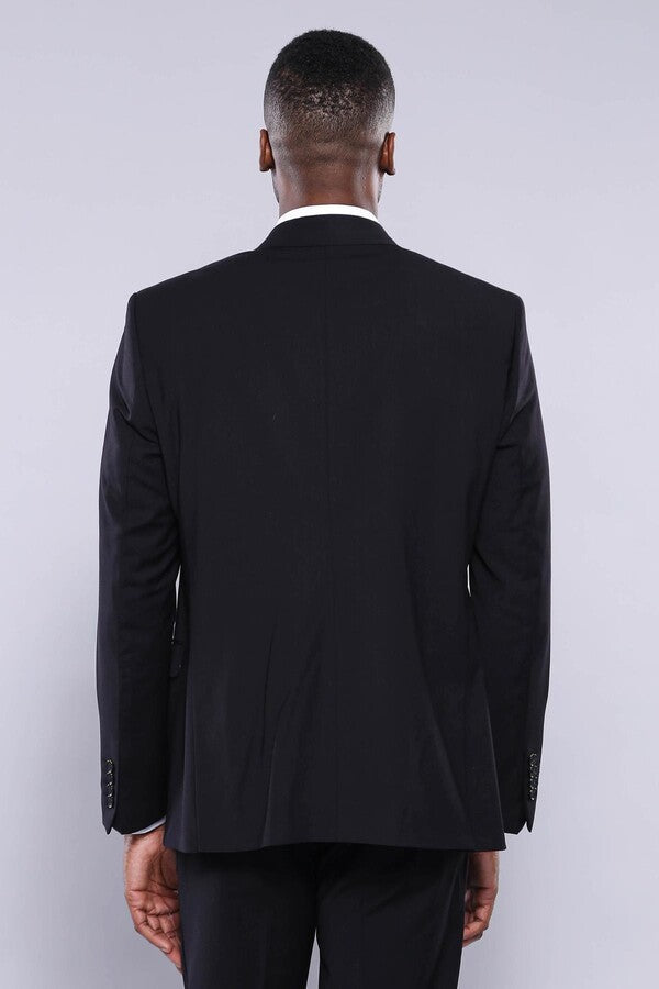 WSS Plain Black 3-Piece Men's Suit  - Norfolk