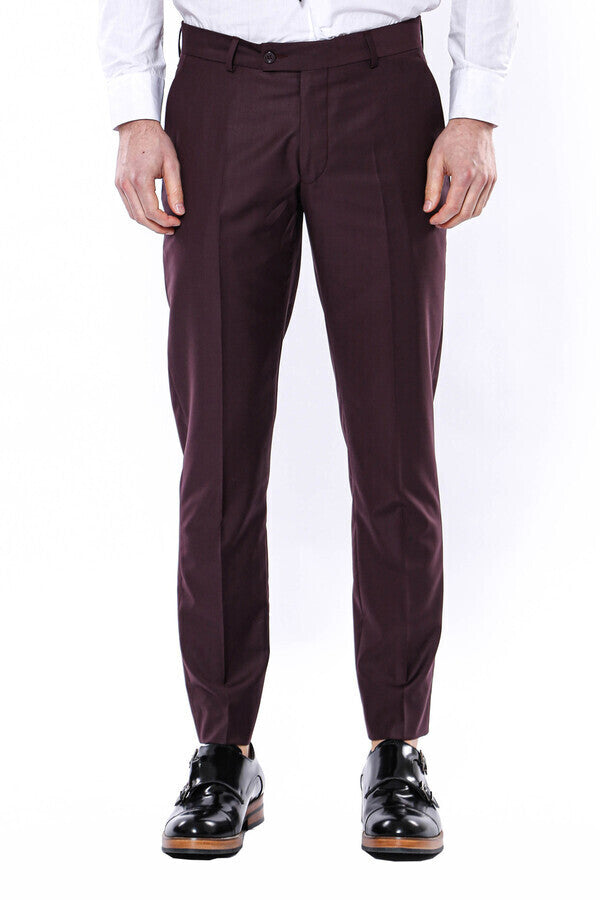 WSS Plain Burgundy Men Trousers  - Ladispoli